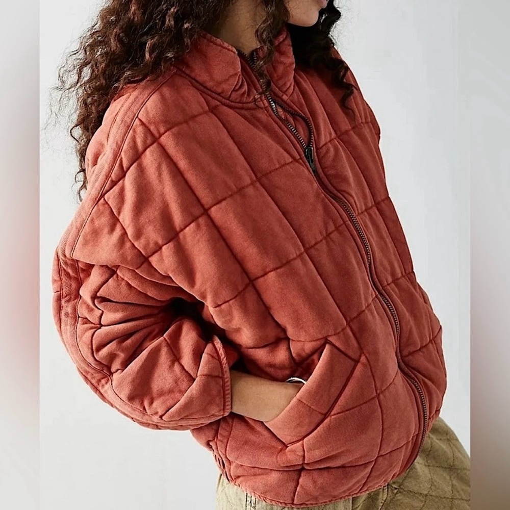 Free People Quilted Dolman Jacket Rust